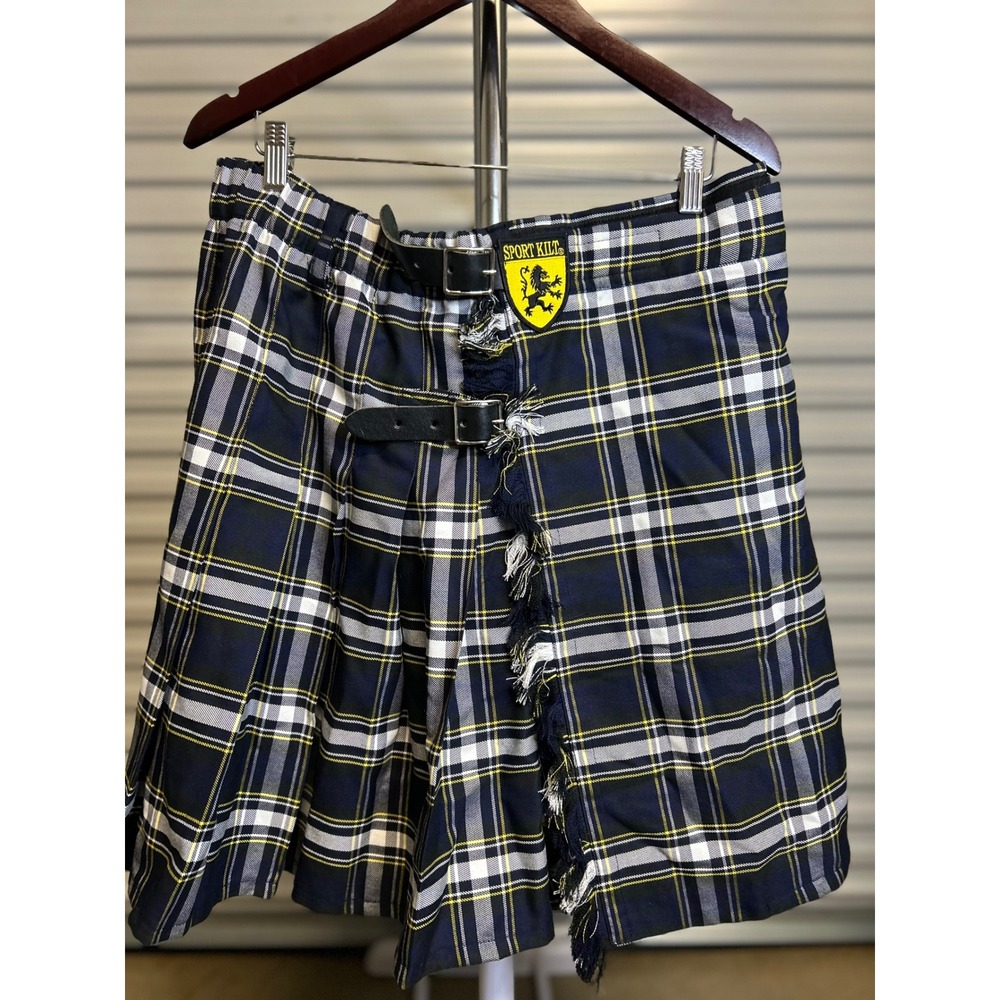 Sport Kilt Kilt Mens XL Blue Sport Kilt Tartan Plaid Highland Pleated Buckle
